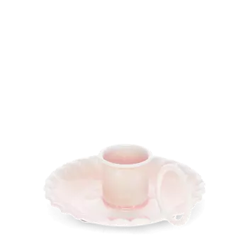 Enamel chamberstick candle holder - Pink