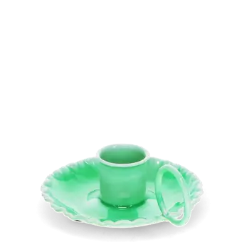 Enamel chamberstick candle holder - Green