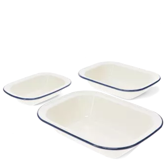 Enamel pie dishes (set of 3) - Blue