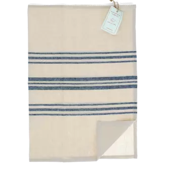Pure Belgian Linen Tea Towel - Blue Stripe