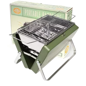 Portable suitcase bbq dark green