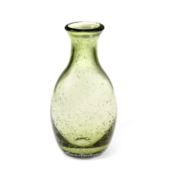 Hand blown bubble glass vase - Olive green