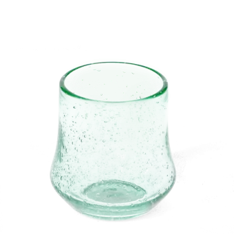 Hand blown bubble glass tumbler - Green