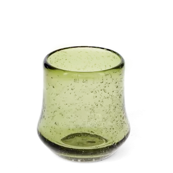 Hand blown bubble glass tumbler - Olive green