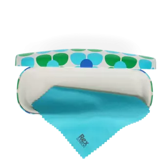 Glasses case & cleaning cloth - Blue and green Daisy