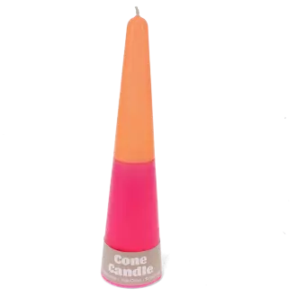 Tall two-colour cone candle - Pink-orange