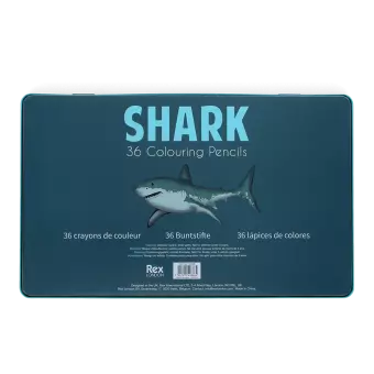 36 colouring pencils in a tin - Sharks