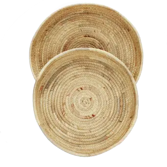 Round water hyacinth trays (set of 2)