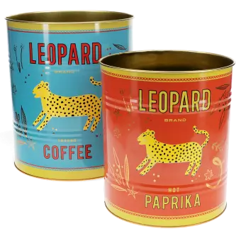 Large storage tins (set of 2) - Leopard