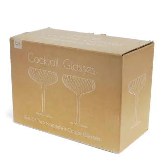 Scalloped coupe cocktail glasses 250ml (set of 2) - Pink