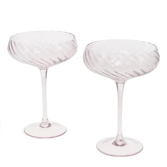 Scalloped coupe cocktail glasses 250ml (set of 2) - Pink