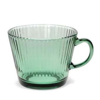 Ribbed glass mug in green