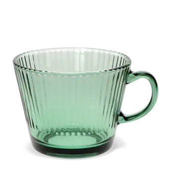 Ribbed glass mug 400ml - Green