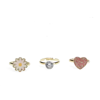 Glitter rings on heart card (set of 3)