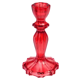 Tall Red Glass Candlestick
