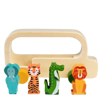 Wooden bus toy - Colourful Creatures