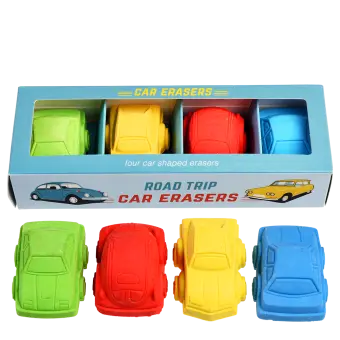 Car erasers (set of 4) - Road Trip