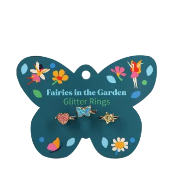 Children's glitter rings (set of 3) - Fairies in the Garden