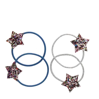 Glitter hair ties (set of 4) - Fairies in the Garden star