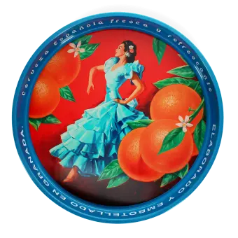 Round metal serving tray - Cerveza Española
