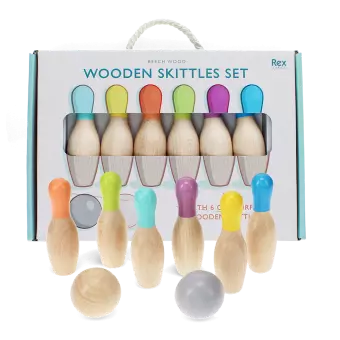 Wooden skittles set