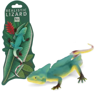 Realistic double crown lizard toy