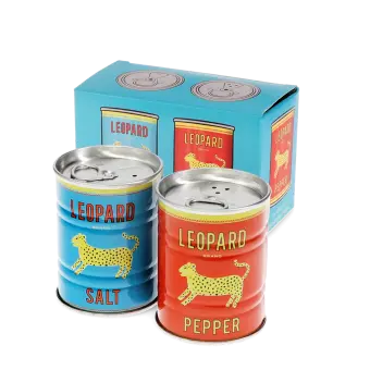Tin salt and pepper shakers - LEOPARD