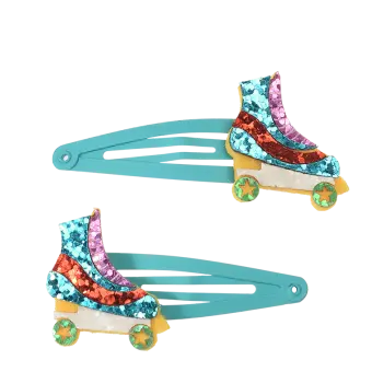 Glitter hair clips (set of 2) - Roller skate