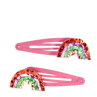 Glitter hair clips (set of 2) - Rainbow