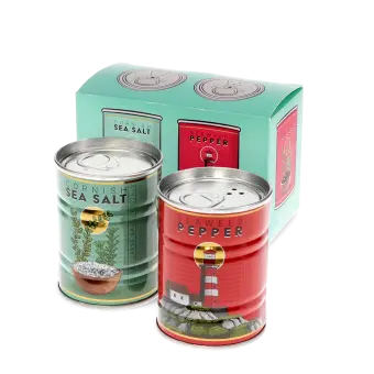 Tin salt and pepper shakers - Lighthouse