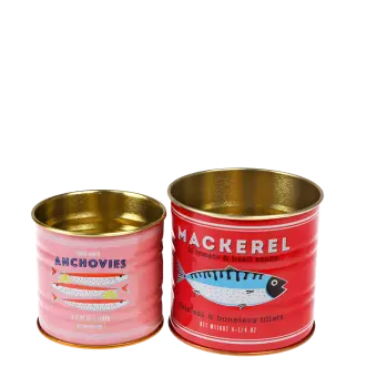 Mini storage tins (set of 2) - Fish MACKEREL & ANCHOVIES