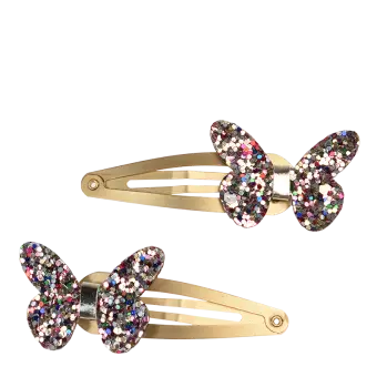 Glitter hair clips (set of 2) - Fairies in the Garden butterfly