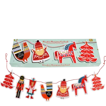 Wooden hanging Christmas garland (1 metre)