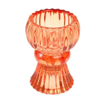 Double ended glass candle holder - Orange