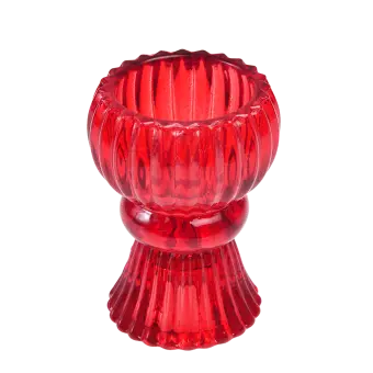 Double ended glass candle holder - Red