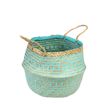 Small seagrass belly basket - Turquoise