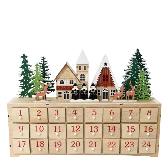 Wooden advent calendar with LED lighting - Carol singers