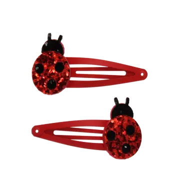 Glitter hair clips (set of 2) - Ladybird