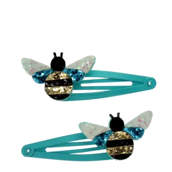 Glitter hair clips (set of 2) - Bumblebee