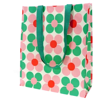 Shopping bag - Daisy pink and green