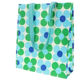 Shopping Bag - Blue And Green Daisy