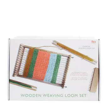 Wooden weaving loom set