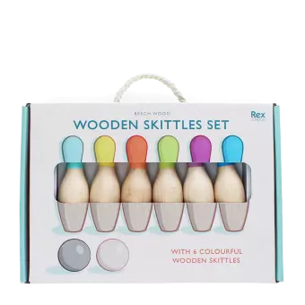 Wooden skittles set