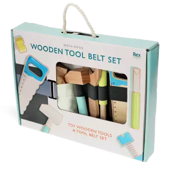 Wooden tools and tool belt playset