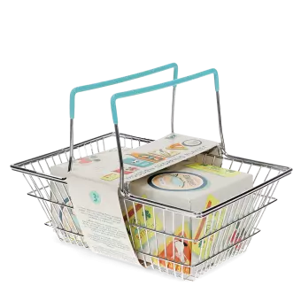 Wooden shopping playset with basket