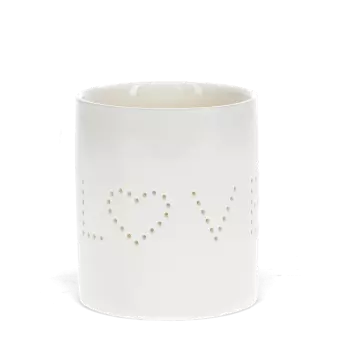 Glossy ceramic tealight holder - Love