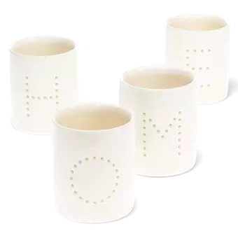 Glossy ceramic tealight holders (set of 4) - HOME