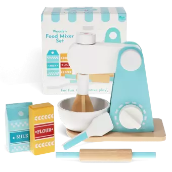 Wooden toy food mixer playset
