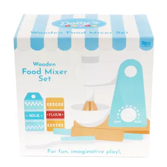 Wooden toy food mixer playset