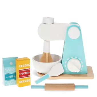 Wooden toy food mixer playset